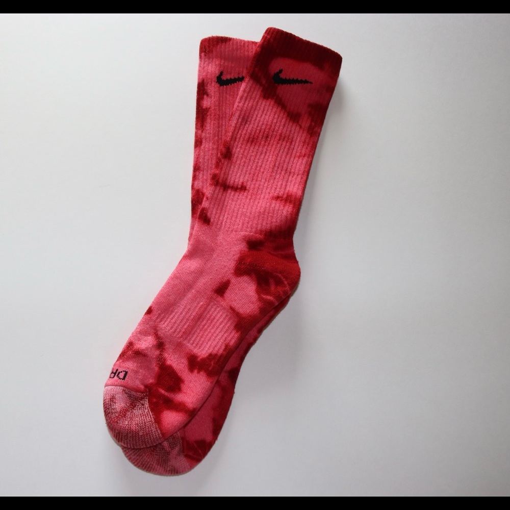 Handmade tie dye nike socks Red